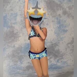 2 piece swim suit costume for acro number - Blue and Green